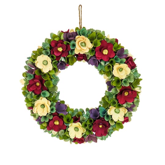 18" Red & Cream Floral Wreath